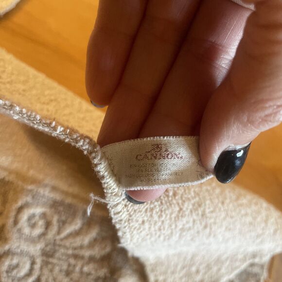 2 Vintage Cannon Washcloth Sculpted Tan Brown Decorative Retro MCM Face Cloth - Picture 4 of 6